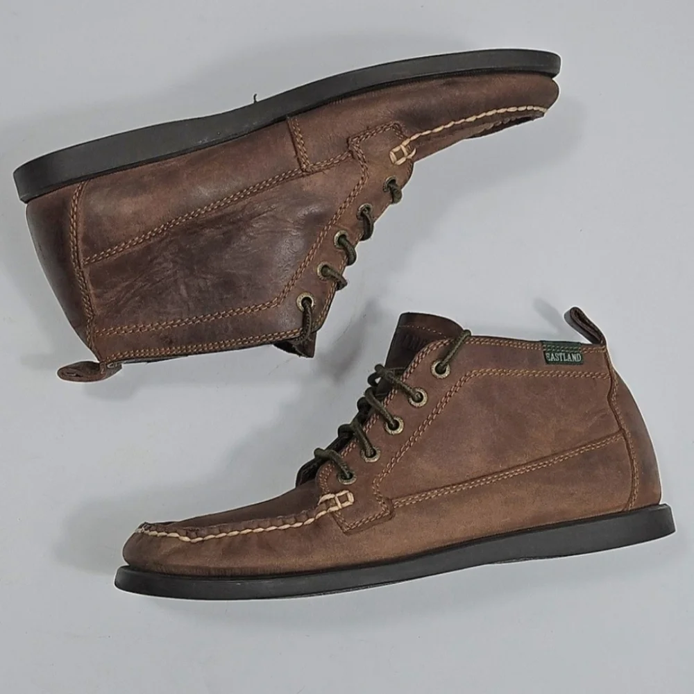 Eastland Seneca Camp Brown Leather Moc Toe Lace Up Classic Chukka Ankle Boot